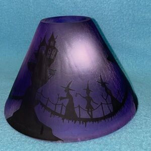 Yankee Candle vintage rare crackle shade witch silhouette full moon purple black
